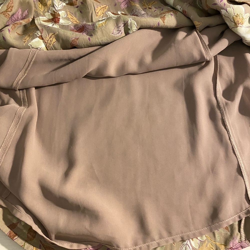 L.L. Bean Elastic Waist/Pull On Lined Taupe Floral Skirt - Picture 6 of 7